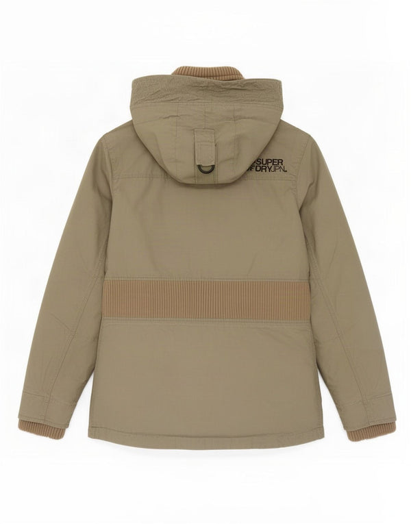 Женская парка Superdry с капюшоном UK 12, средний цвет хаки, хлопок