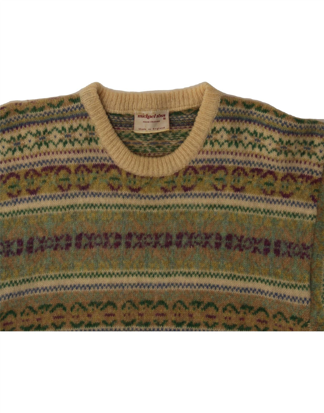 Мужской джемпер с круглым вырезом MICHAEL ROSS, маленький зеленый Fair Isle