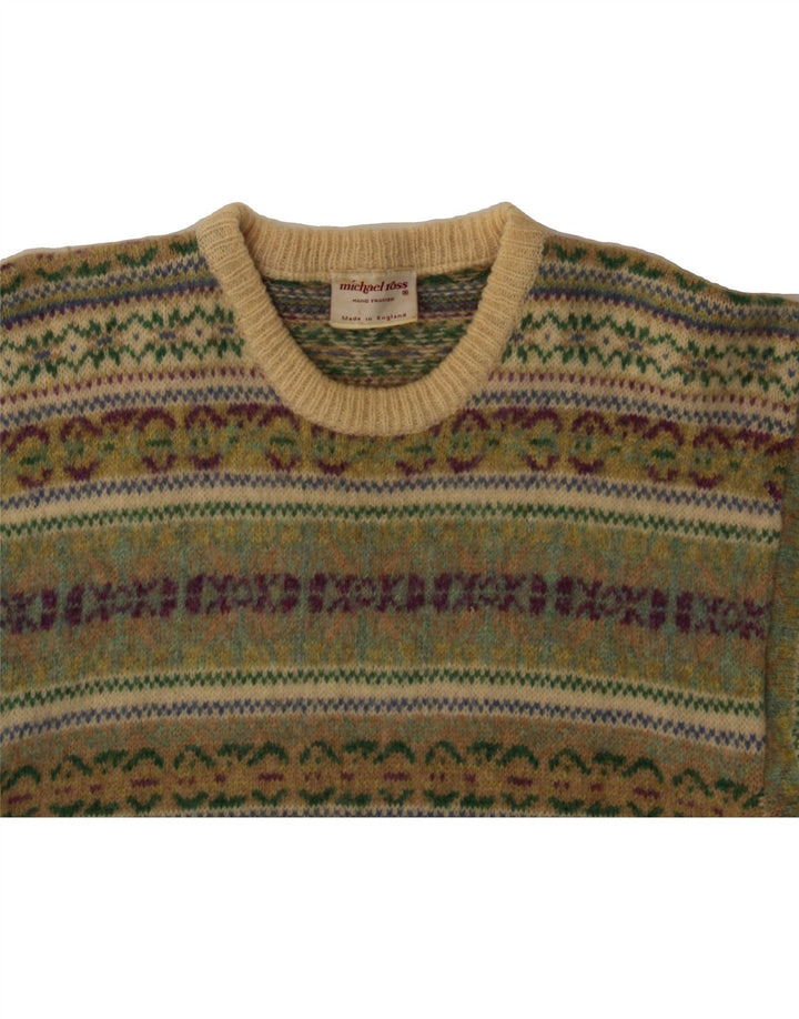 Мужской джемпер с круглым вырезом MICHAEL ROSS, маленький зеленый Fair Isle
