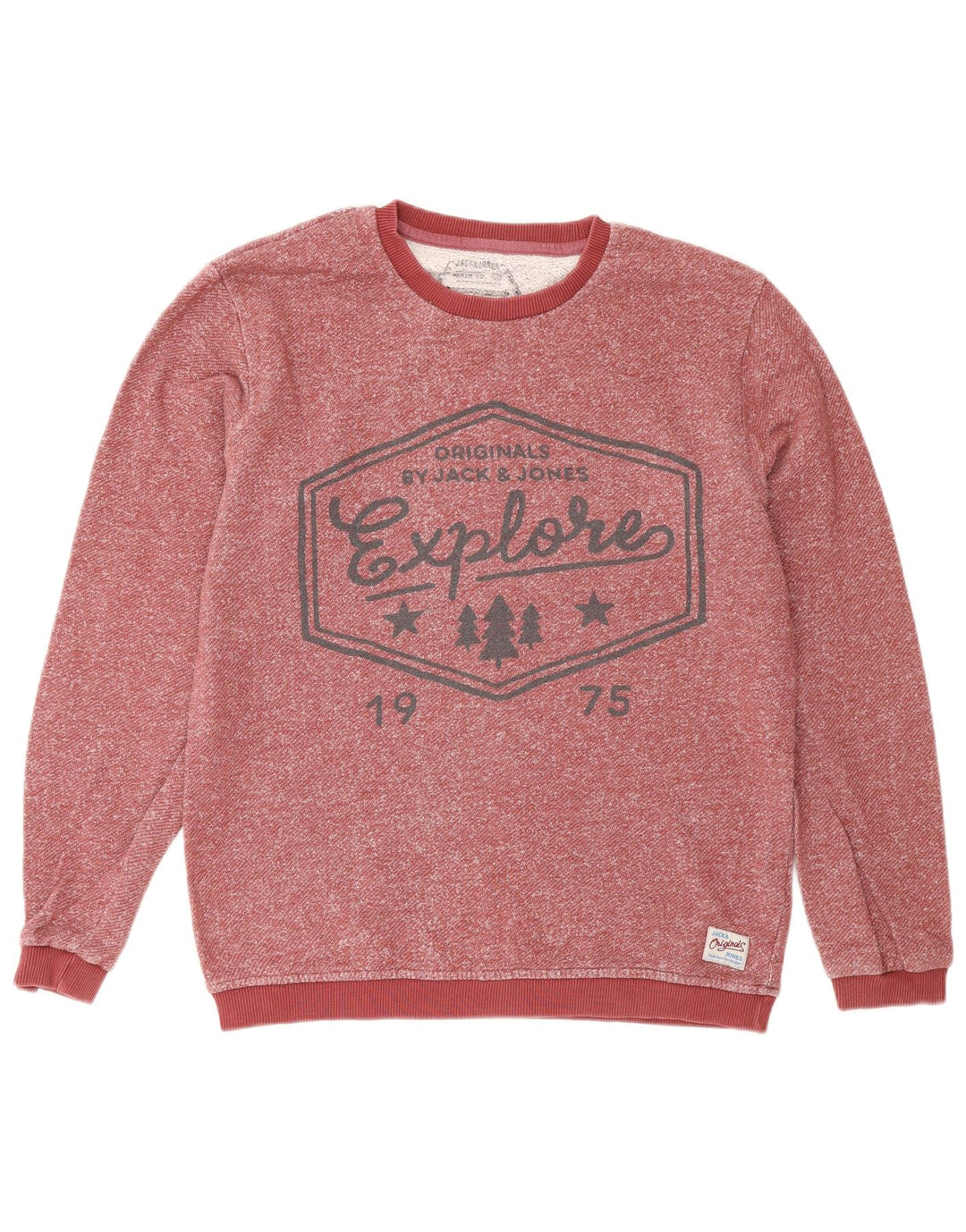 Мужской свитшот с рисунком Jack & Jones, средний бордовый хлопковый джемпер в крапинку