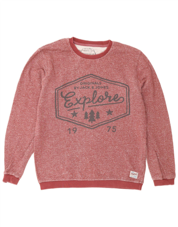 Мужской свитшот с рисунком Jack & Jones, средний бордовый хлопковый джемпер в крапинку
