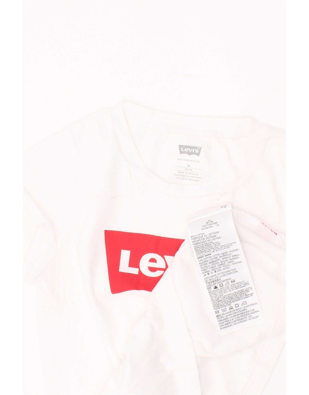 Футболка с рисунком Levi's для мальчиков, топ на 2–3 года, белый хлопок