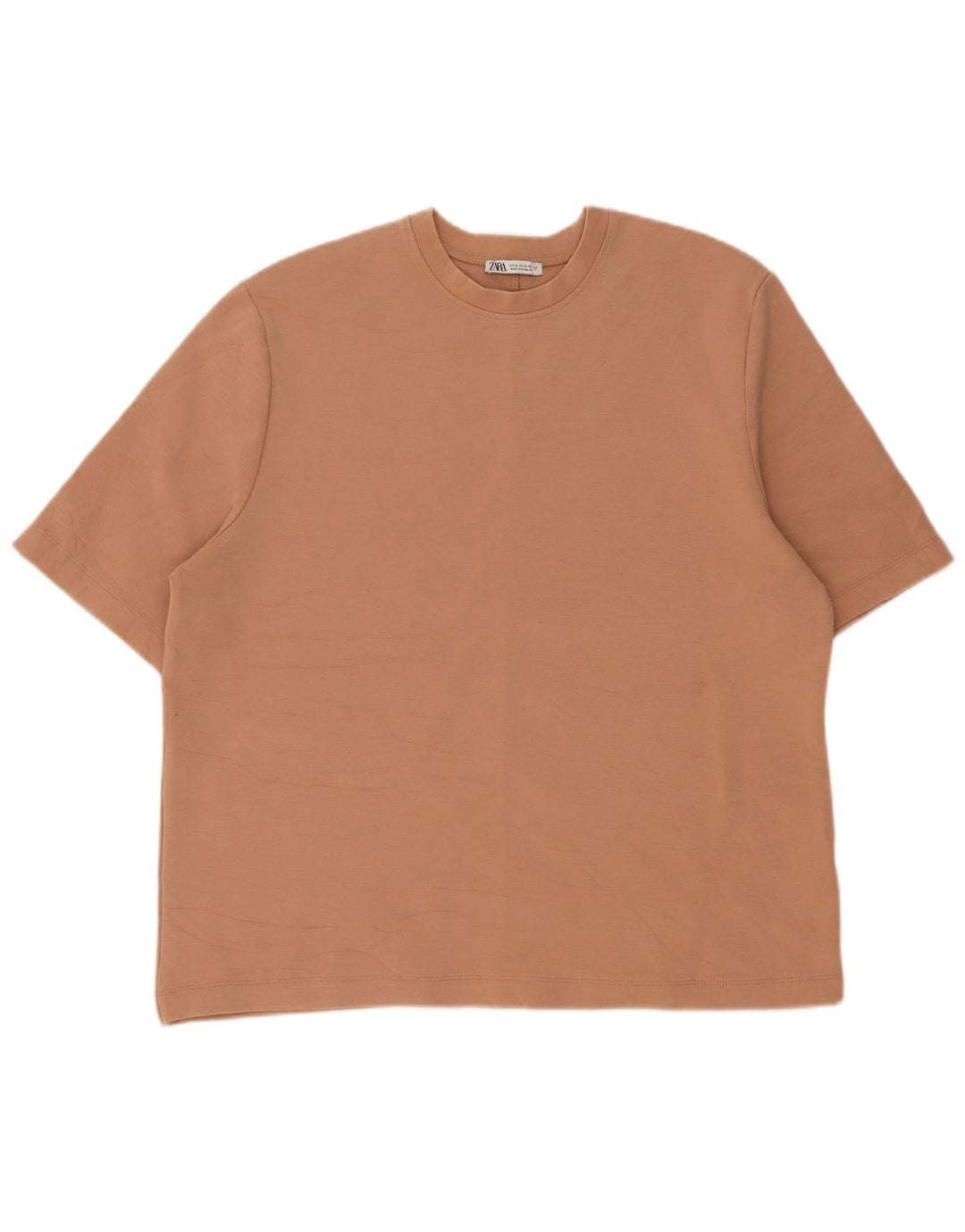 Мужская футболка Zara Top среднего бежевого цвета из хлопка