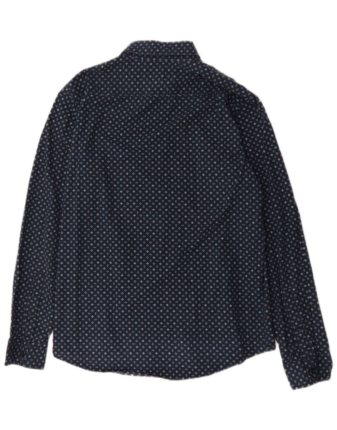 Мужская рубашка классического кроя Jack Wills среднего размера, темно-синяя, хлопковая с геометрическим рисунком