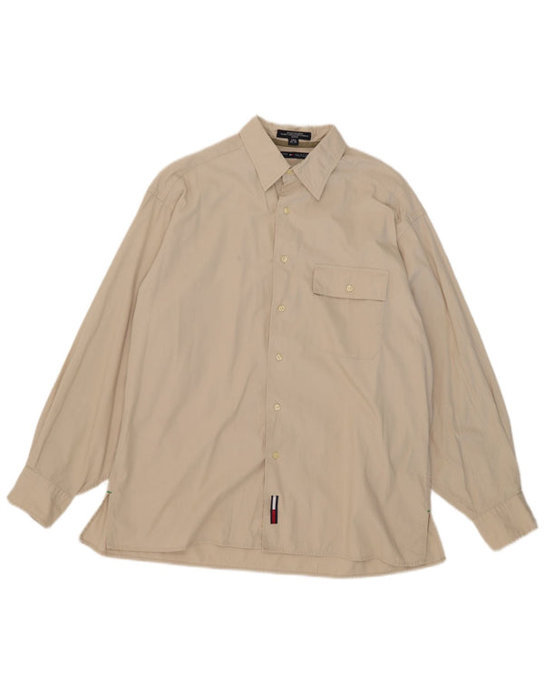 Мужская рубашка Tommy Hilfiger, размер 15, 1/2, средний, бежевый, хлопок