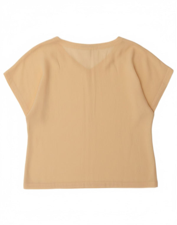 Женская футболка MAX MARA Top UK 14, большая, бежевая, шелковая