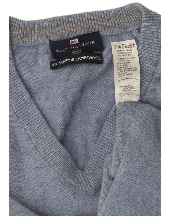 Мужской джемпер с v-образным вырезом Marks & Spencer Blue Harbour, средний синий
