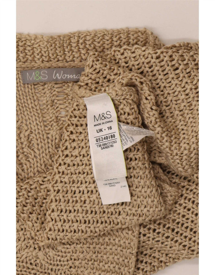 Женский свободный кардиган Marks & Spencer UK 16, большой бежевый акрил