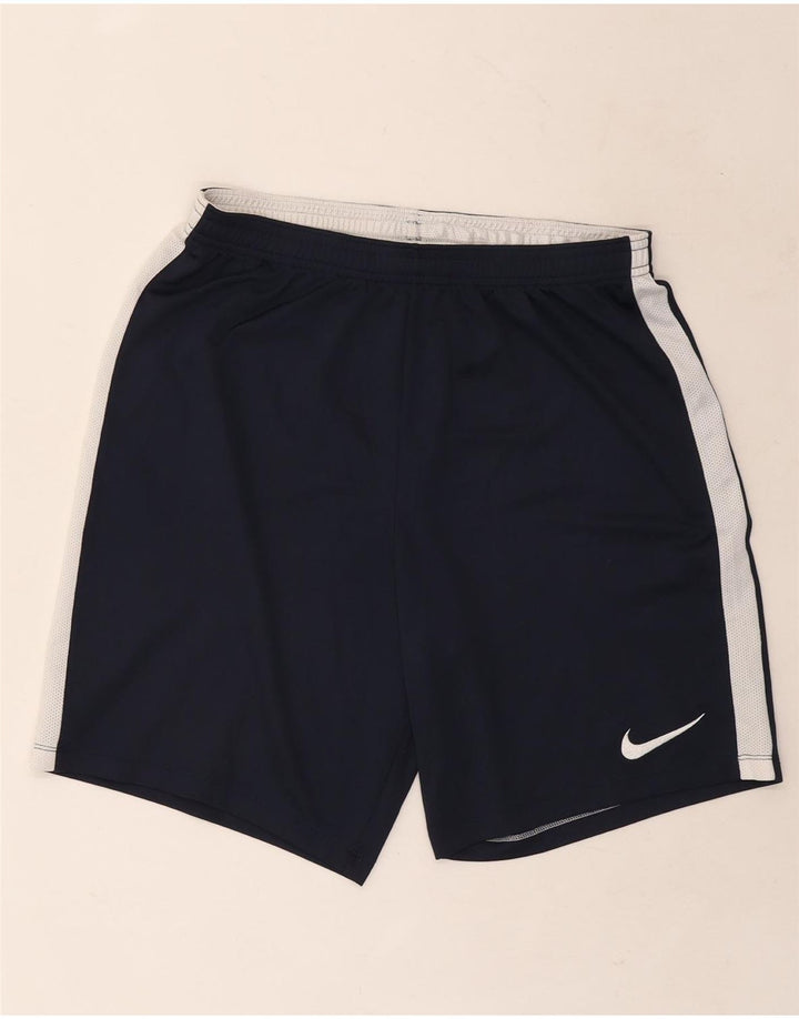 Мужские спортивные шорты Nike Dri Fit, большие темно-синие, полиэстер с цветными блоками