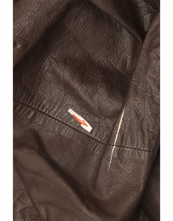 Винтажная женская кожаная куртка UK 22 3XL Коричневая