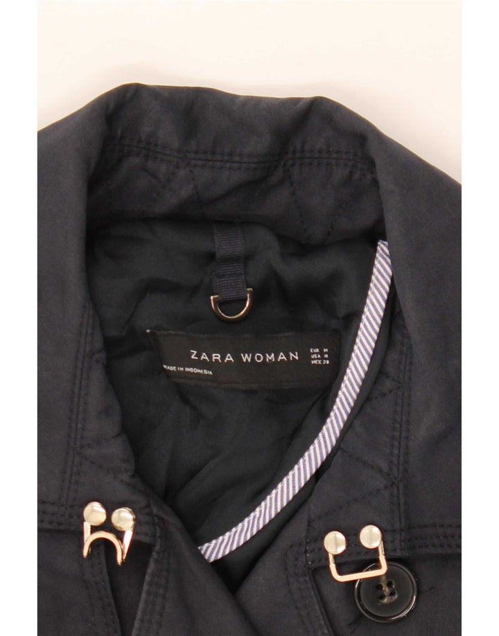 Женский тренч Zara UK 12 средний темно-синий