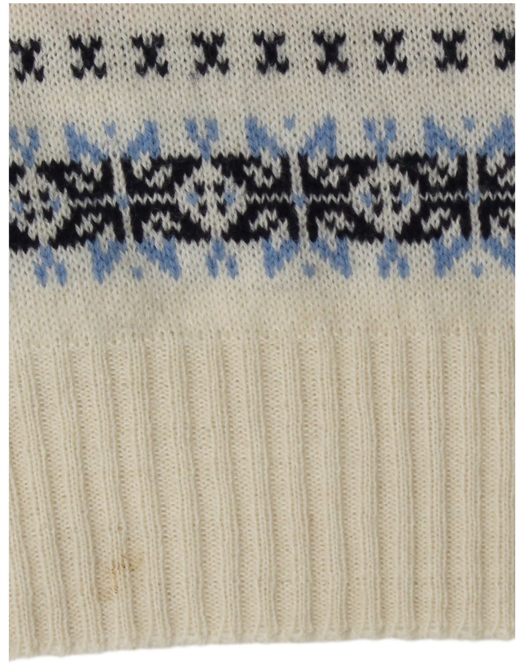 OUI Womens Crew Neck Jumper Sweater UK 14 Medium White Fair Isle Wool