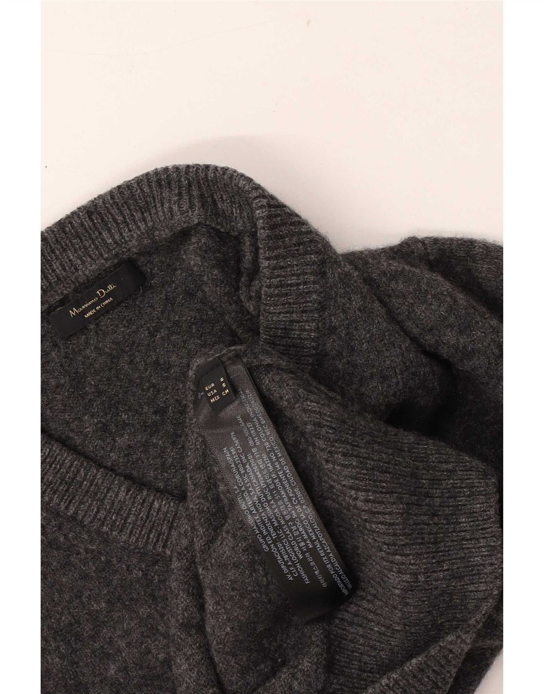 Женский джемпер обычного кроя Massimo Dutti с v-образным вырезом, Великобритания 10, маленький серый