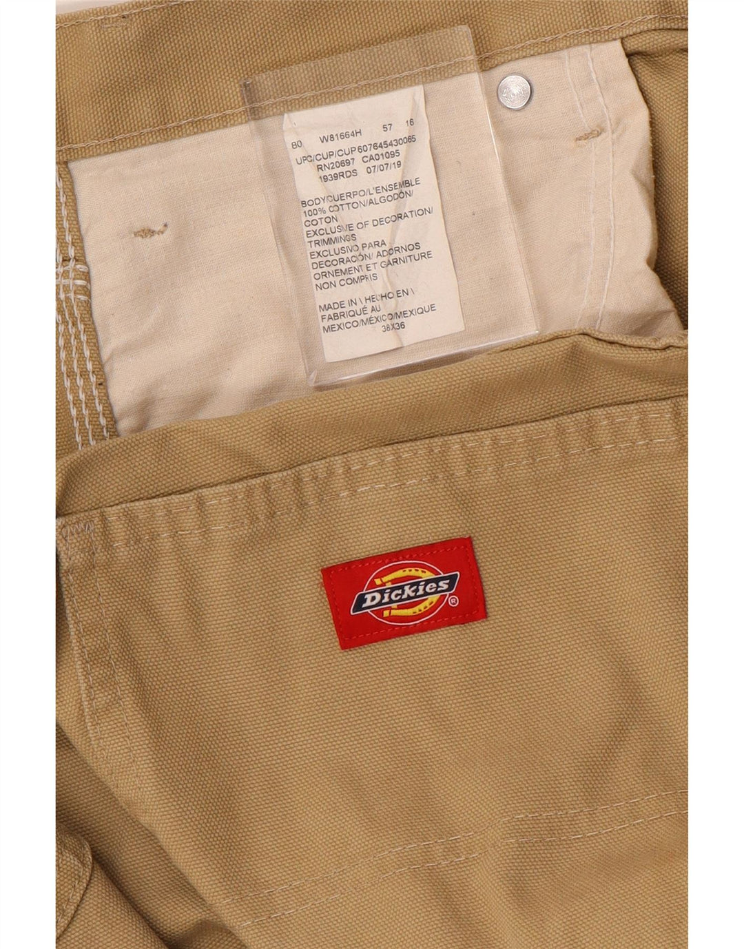 DICKIES Мужские прямые брюки-карго W38 L36 Бежевые, хлопок