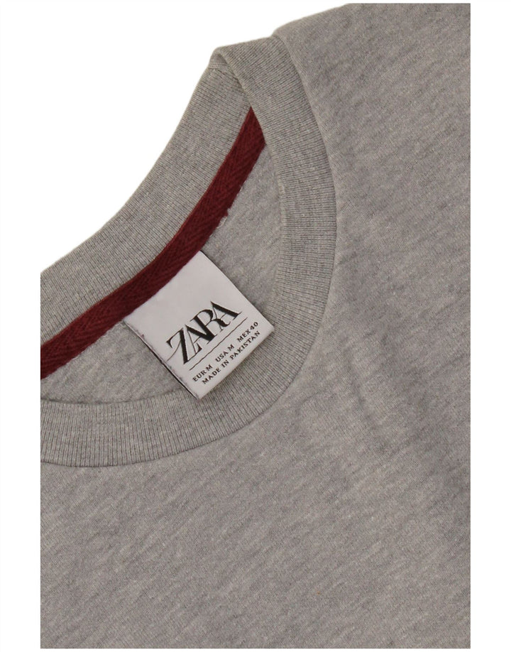 Мужской свитер Zara, джемпер среднего серого цвета с цветными блоками