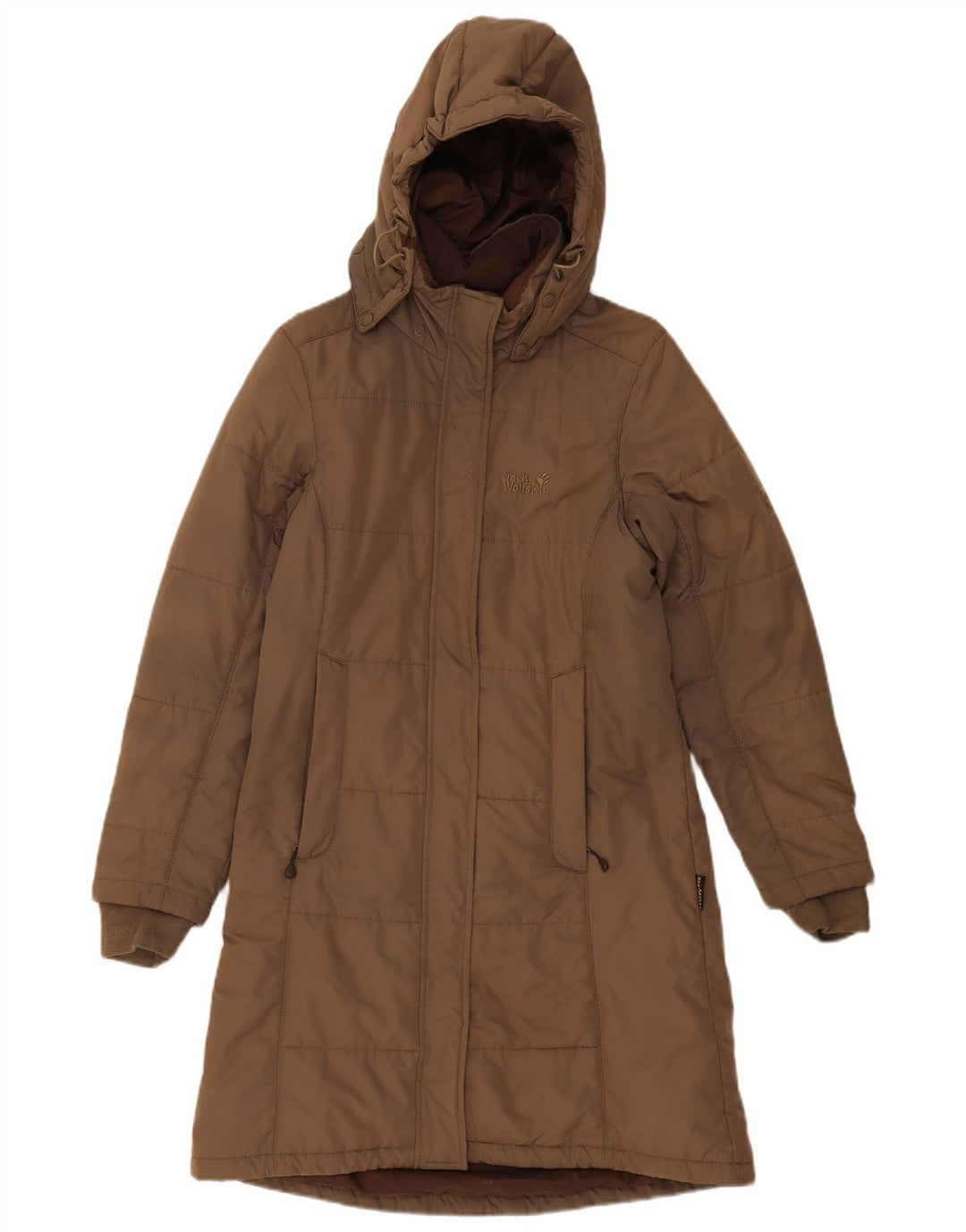 Женское стеганое пальто с капюшоном Jack Wolfskin UK 8, маленький коричневый полиэстер
