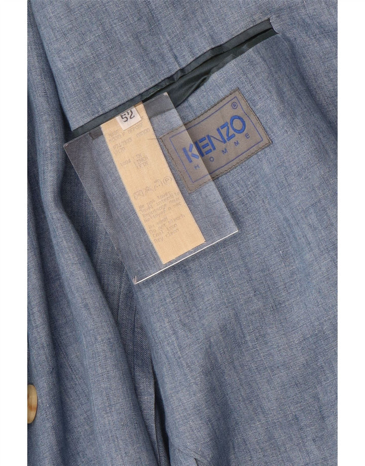 Мужской пиджак Kenzo на 3 пуговицах IT 52 XL Синий льняной