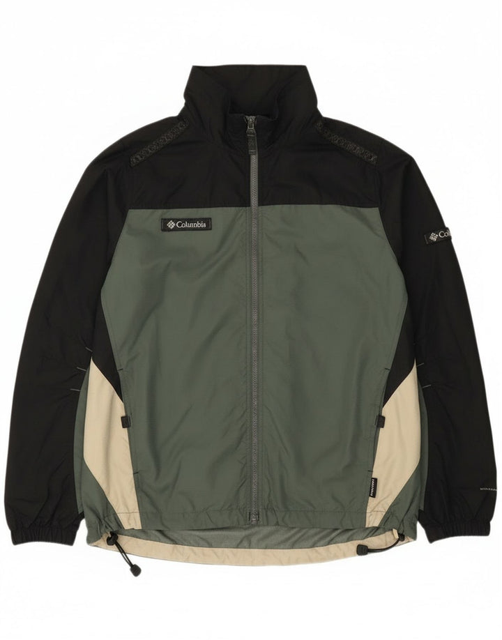 Мужская дождевик Columbia UK 38, нейлон среднего зеленого цвета с цветными блоками