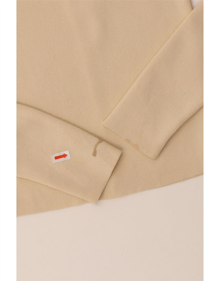 ZARA Womens Crop Top Long Sleeve UK 8 Small Beige Viscose