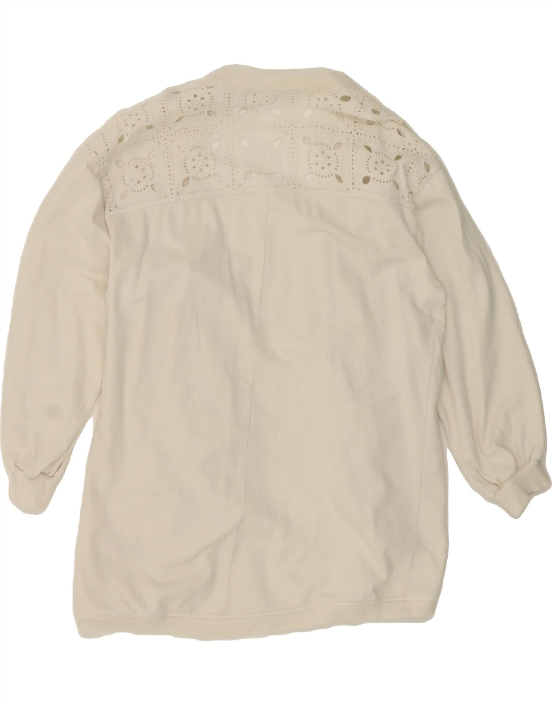 FAT FACE Womens Longline Open Cardigan Sweater UK 14 Medium White Cotton Vintage Fat Face and Second-Hand Fat Face from Messina Hembry 