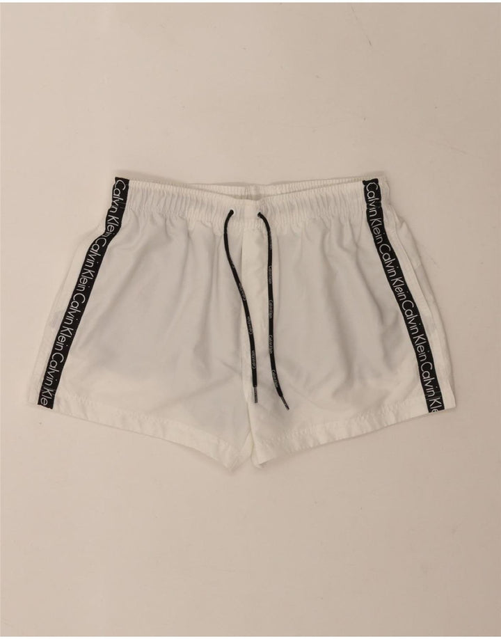 Calvin Klein Мужские шорты для плавания с рисунком, средние белые с цветными блоками