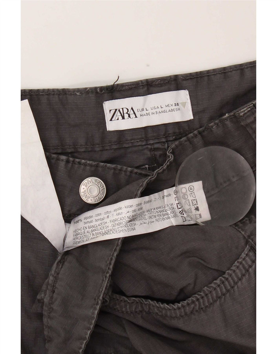 Женская мини-юбка-карго Zara, большая, серая, хлопок, W30