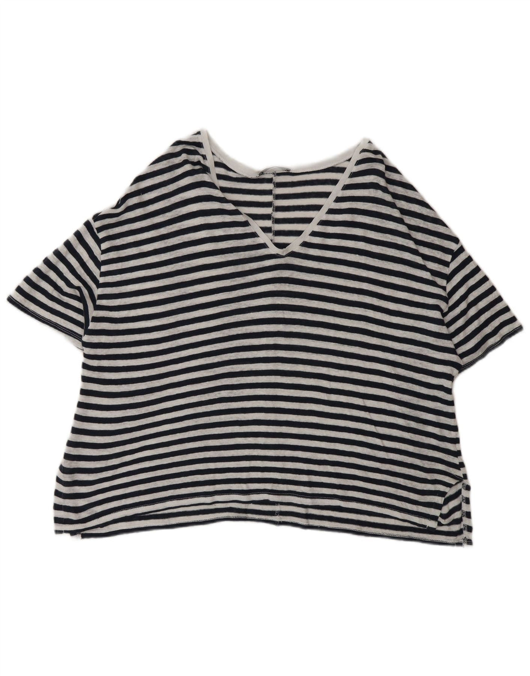 Женская футболка оверсайз Zara Top UK 14, средний черный в тонкую полоску