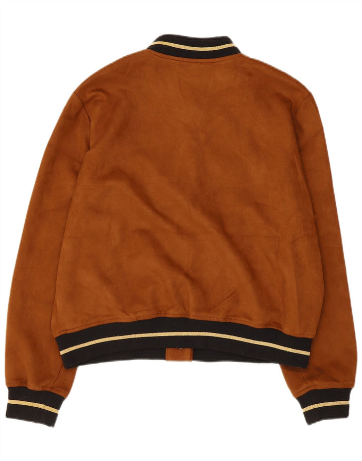 Женский бомбер Zara UK 14, средний коричневый полиэстер