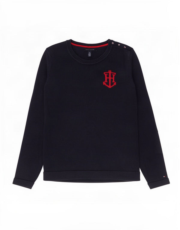 Женский джемпер с вырезом «лодочка» Tommy Hilfiger UK 10, маленький темно-синий, хлопковый