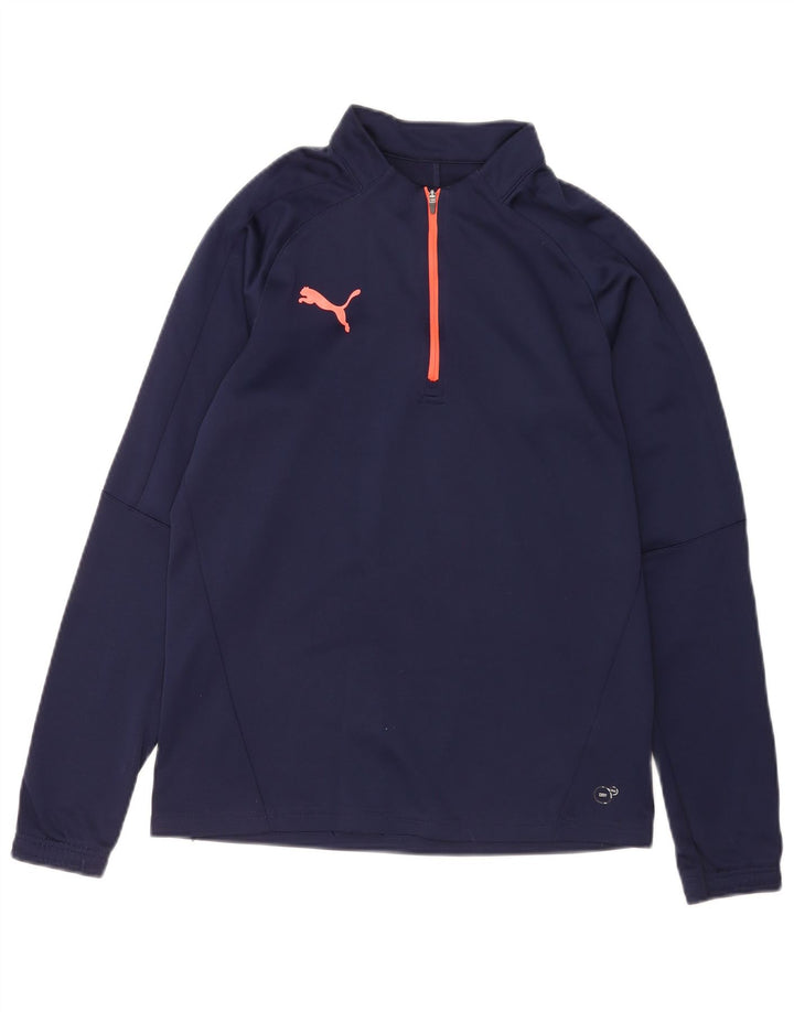 Мужской пуловер с воротником на молнии Puma, маленький темно-синий