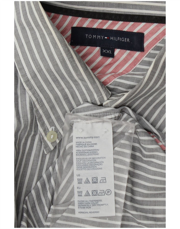 Мужская рубашка Tommy Hilfiger 2XL, хлопковая серая полоска