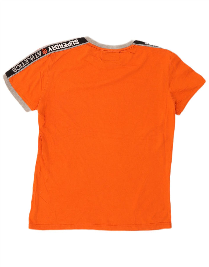 SUPERDRY Мужская футболка с рисунком, верх, средний оранжевый, хлопок с цветными блоками