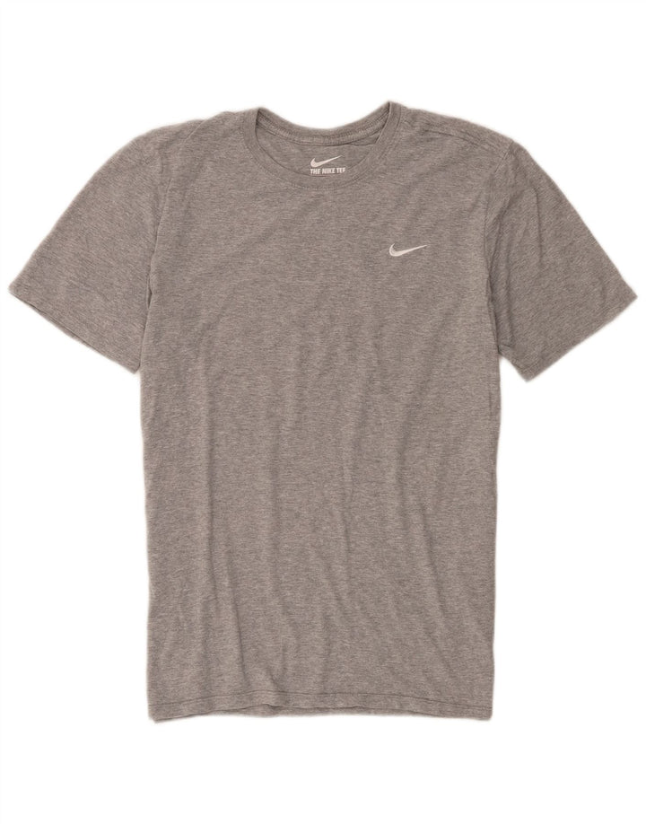 Мужская футболка спортивного кроя Nike, хлопковый топ среднего серого цвета с крапинками