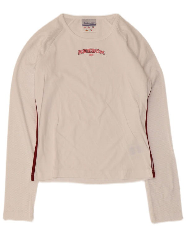 Женский топ с длинным рукавом Reebok UK 10, маленький белый хлопок