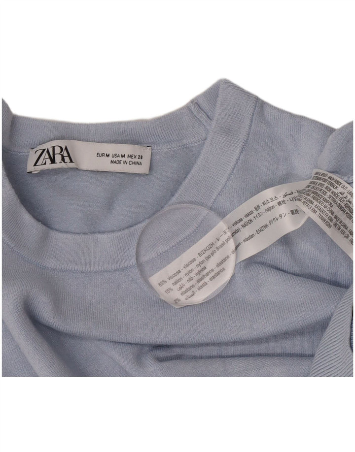 Женский джемпер с круглым вырезом Zara UK 12, средний синий вискоза