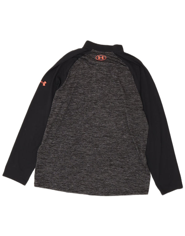 Мужской свободный топ Under Armour с воротником на молнии и длинными рукавами, большой черный в крапинку