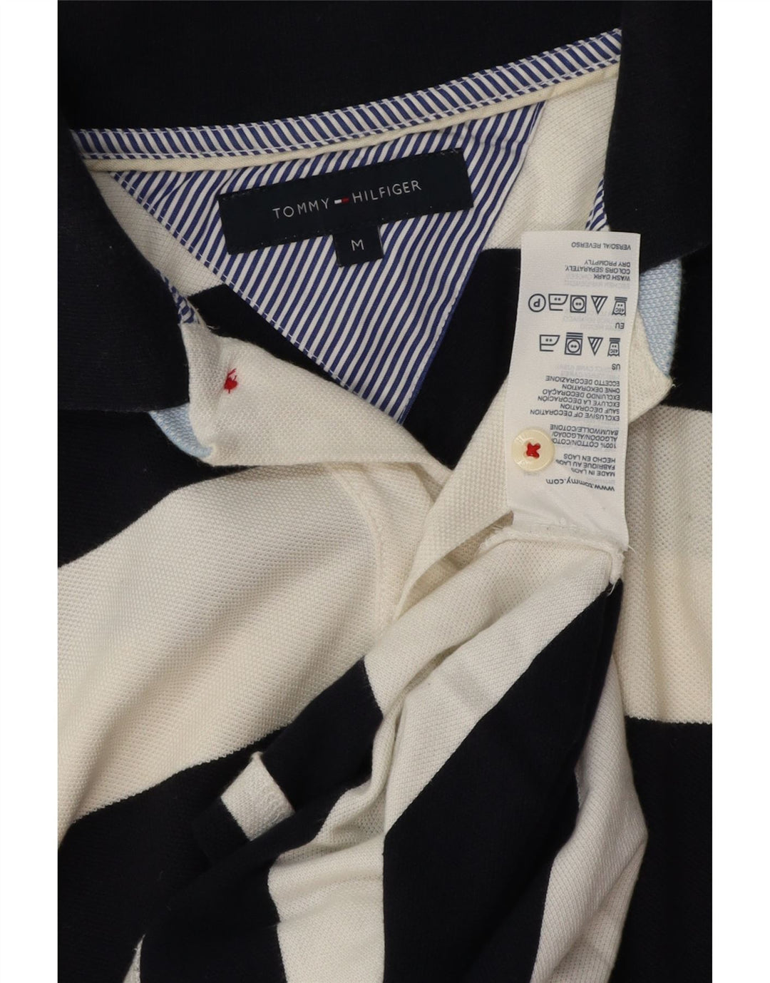 Мужская рубашка-поло Tommy Hilfiger, средний темно-синий полосатый хлопок