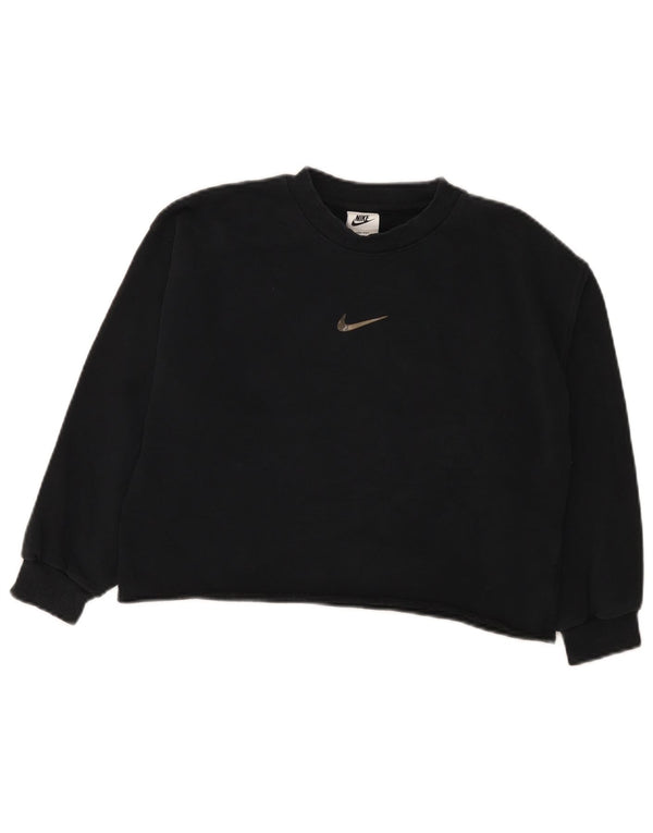 Укороченный свитшот Nike Dri Fit для девочек 10–11 лет, средний черный хлопок, 10–11 лет