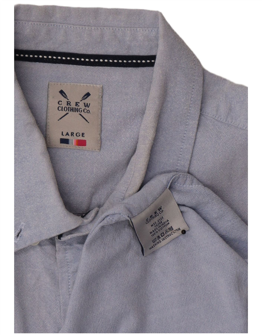 Мужская рубашка Crew Clothing, большая синяя хлопковая ткань