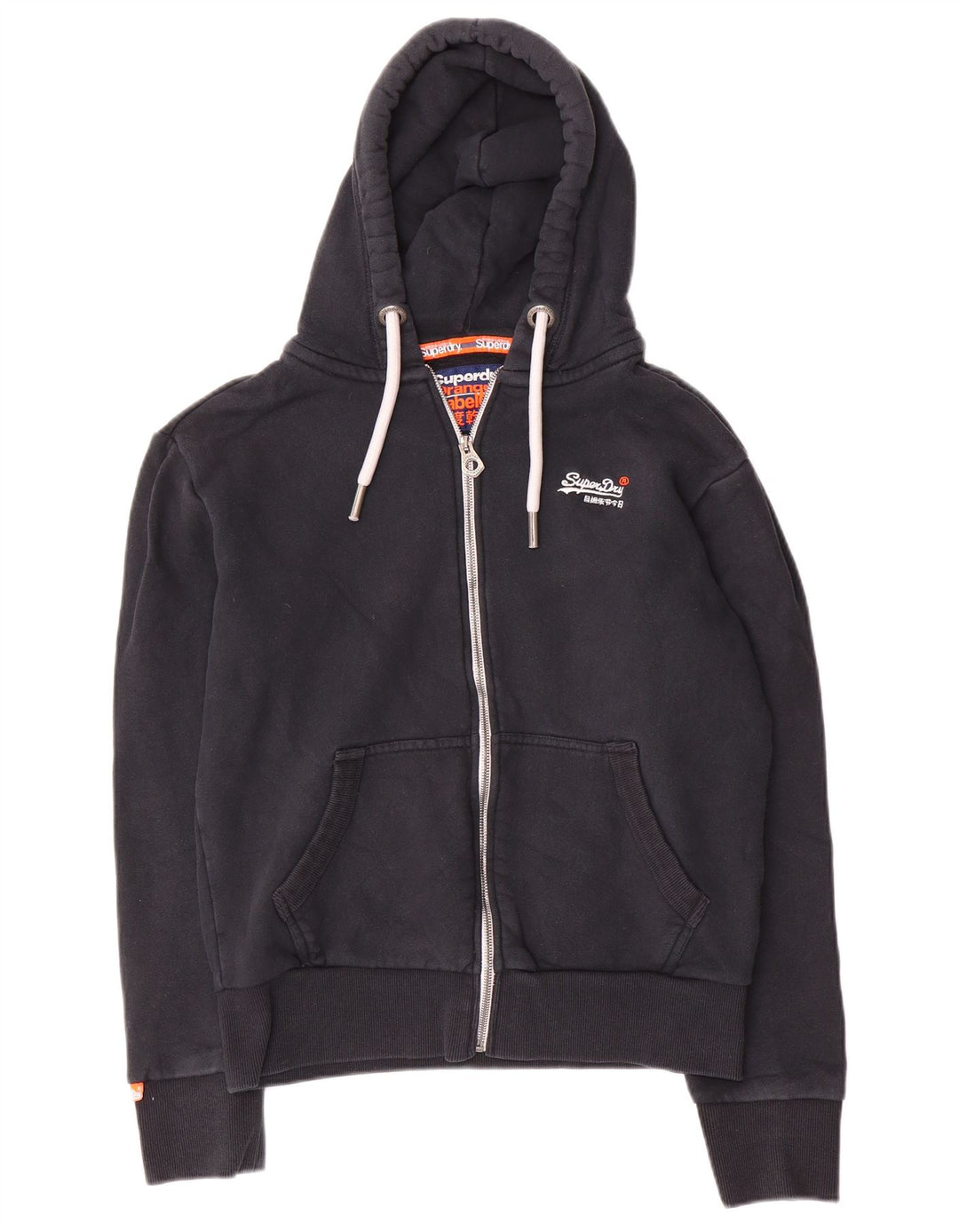 Мужской свитер с капюшоном на молнии Superdry среднего размера, темно-синий, хлопок