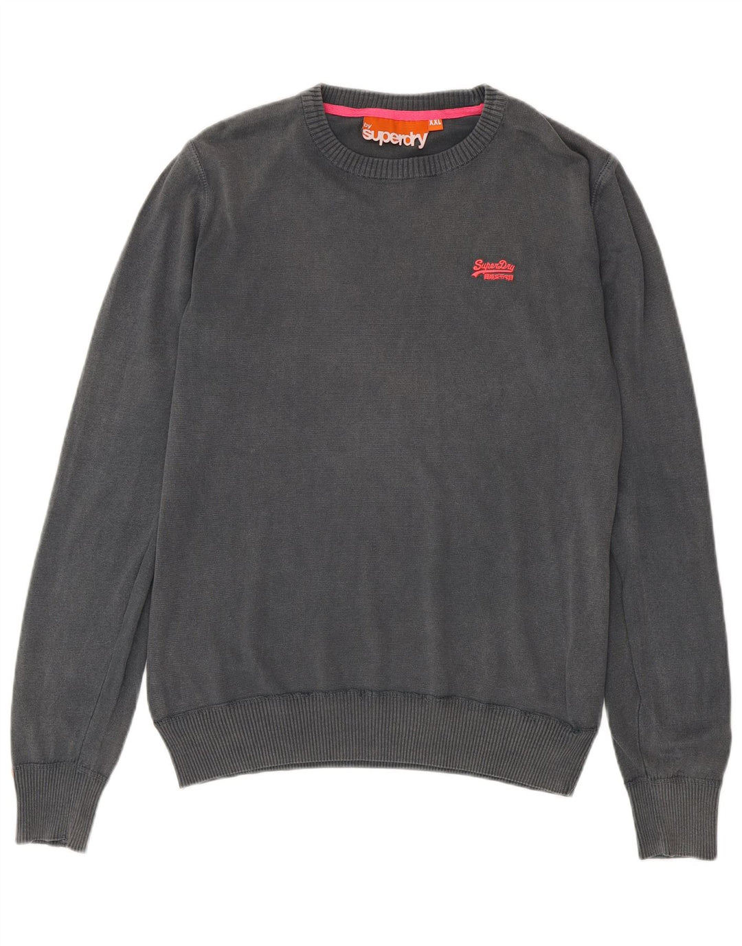 SUPERDRY Мужской свитер с круглым вырезом 2XL, серый хлопок