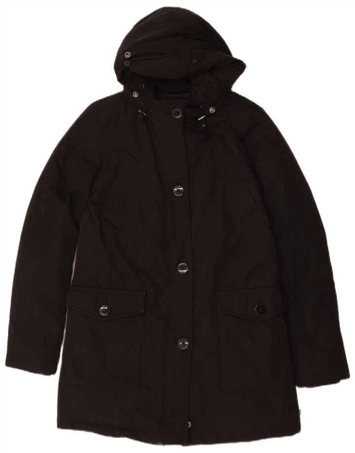 Женское стеганое пальто с капюшоном Maison Scotch UK 14, средний черный полиэстер