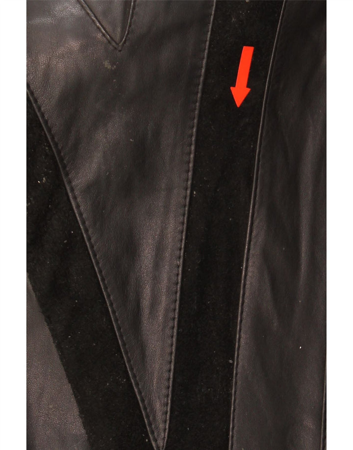 VINTAGE Womens Leather Coat EU 40 Medium Black Vintage Vintage and Second-Hand Vintage from Messina Hembry 