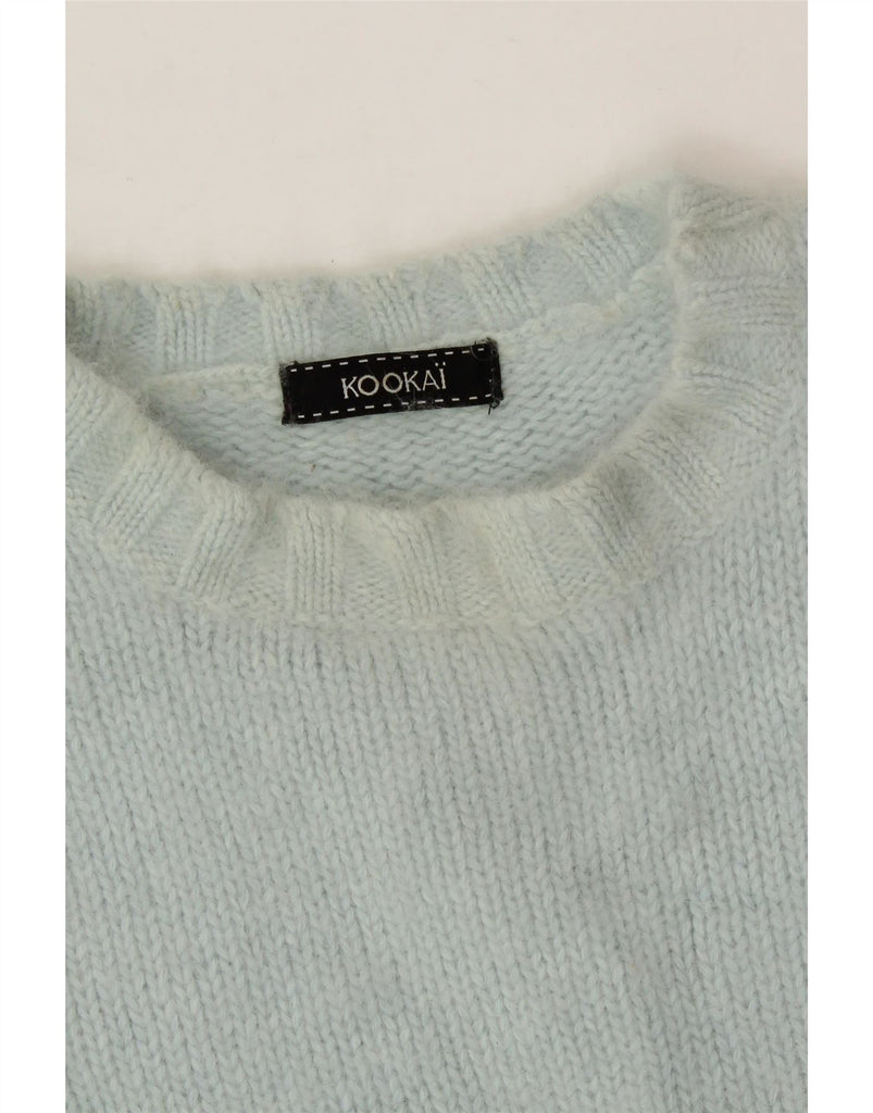 KOOKAI Womens Crop Short Sleeve Boat Neck Jumper Sweater UK 8 Small Blue Vintage Kookai and Second-Hand Kookai from Messina Hembry 