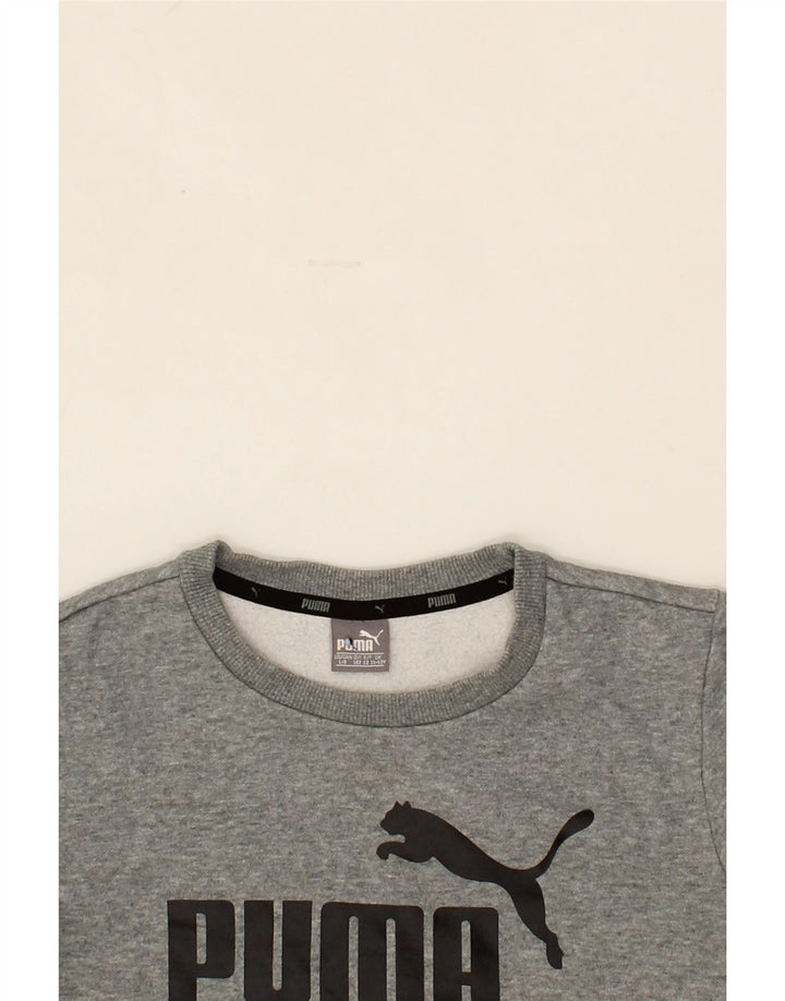 PUMA Boys Graphic Sweatshirt Jumper 11-12 Years Large Grey Cotton Vintage Puma and Second-Hand Puma from Messina Hembry 