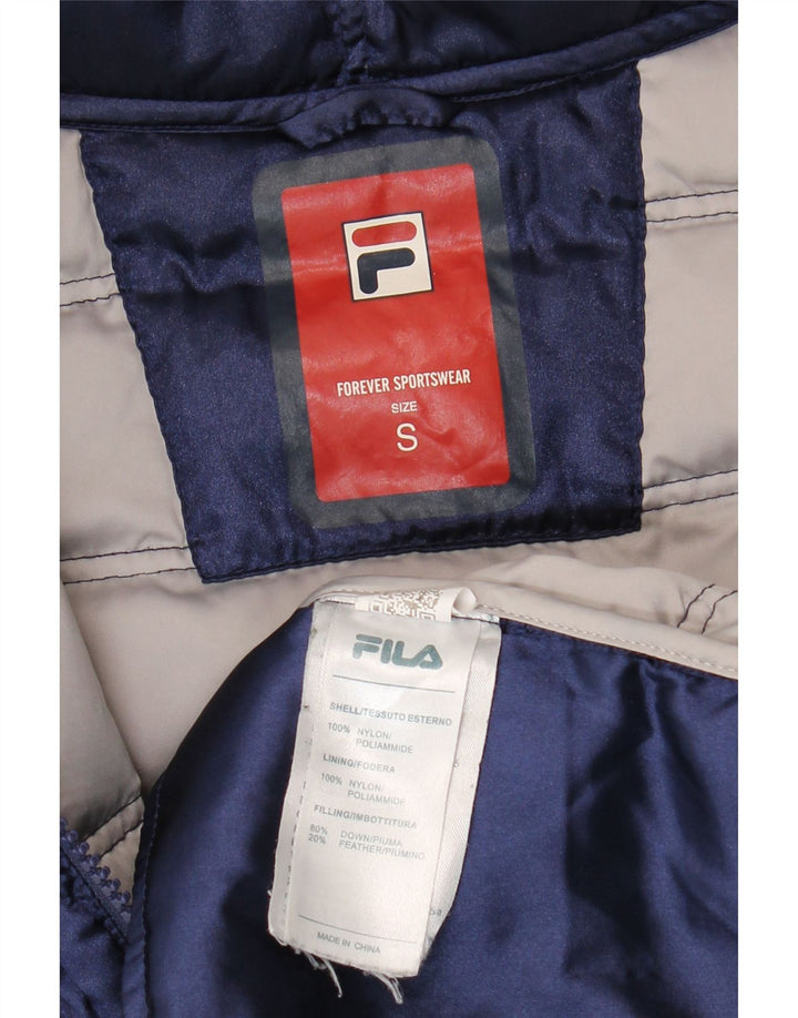 Женская стеганая куртка Fila с капюшоном UK 10, маленькая, темно-синяя, нейлон
