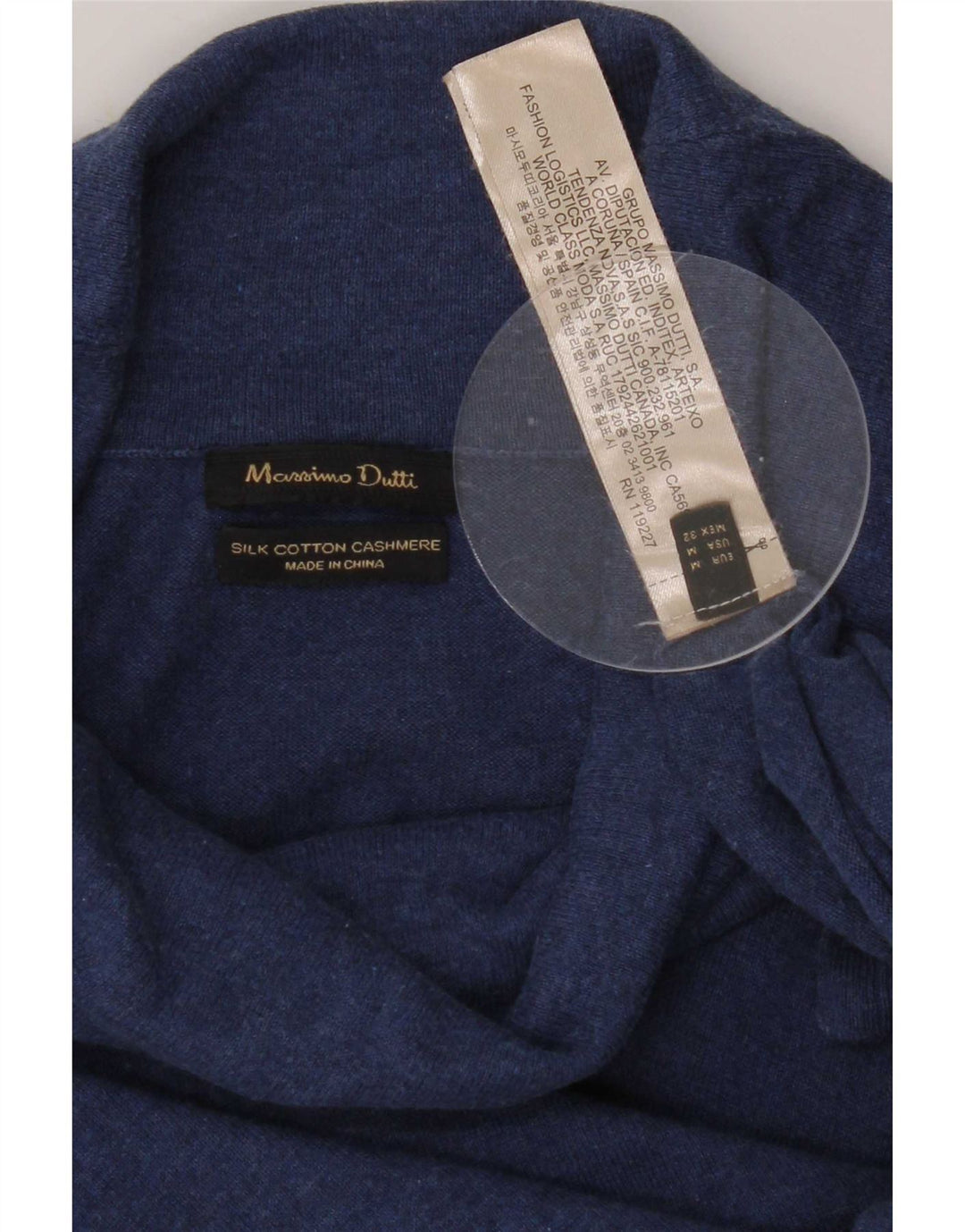 Женский джемпер с высоким воротником Massimo Dutti UK 12, средний синий шелк