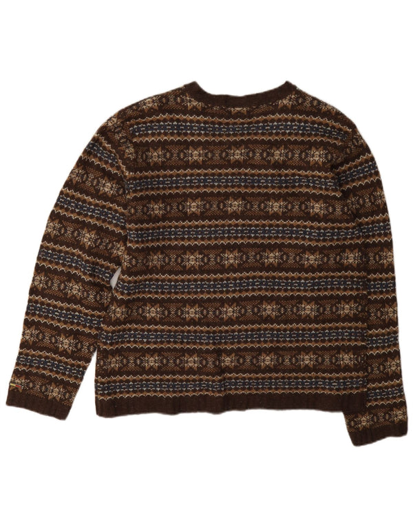 Женский джемпер с v-образным вырезом Tommy Hilfiger UK 14, большой коричневый Fair Isle