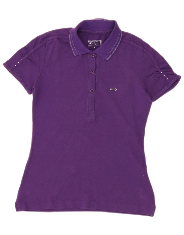 Champion Womens Herritage Fit Polo Shirt UK 12 Medium Purple