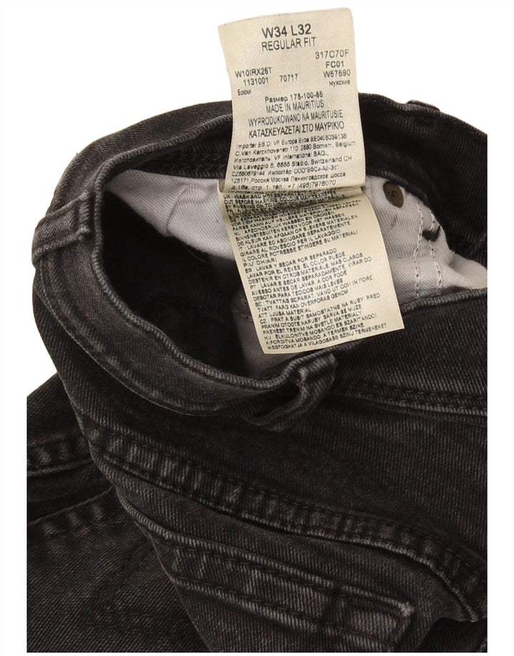 Мужские прямые джинсы Wrangler стандартного кроя W34 L32, серый хлопок
